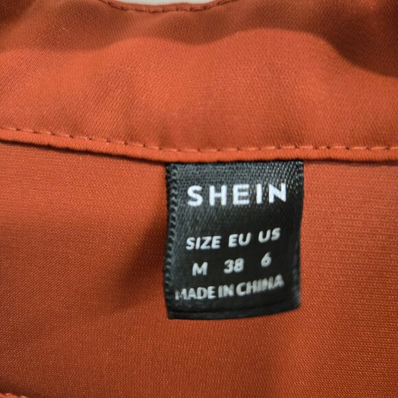 Rust Ruffle Front Poets Blouse - Picture 4 of 5